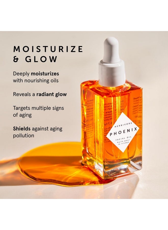 HERBIVORE Phoenix Rosehip Anti-Aging Face Oil - Hydrating with CoQ10, Antioxidants, and Vitamin E for Dry Skin, Plant-based, Vegan, Cruelty-free, 50mL / 1.7 oz