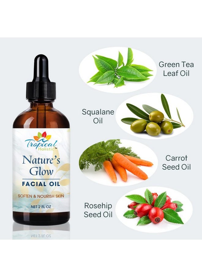 Tropical Holistic Nature's Glow Facial Oil| Anti-Aging Face Oil| Infused with Green Tea, Jojoba, Vitamin E, Carrot | Lightweight & Non-Greasy| Suitable for All Skin Types, 2 fl oz