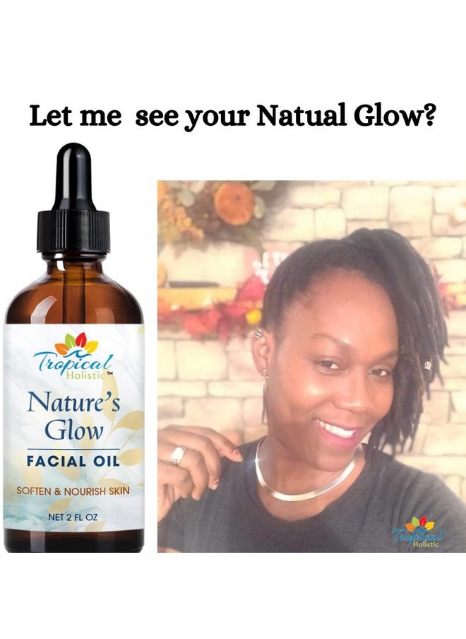 Tropical Holistic Nature's Glow Facial Oil| Anti-Aging Face Oil| Infused with Green Tea, Jojoba, Vitamin E, Carrot | Lightweight & Non-Greasy| Suitable for All Skin Types, 2 fl oz