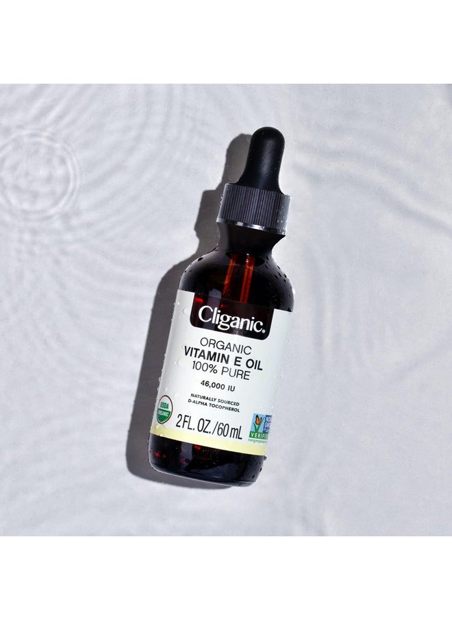 Cliganic Organic Pure Vitamin E Oil (2oz) for Skin, Hair & Face - 46,000 IU