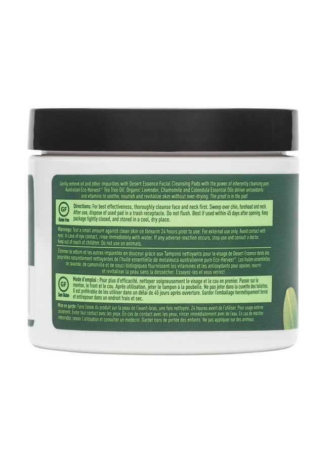 Desert Essence Natural Tea Tree Oil Facial Cleansing Pads - 50 Count - Pack of 3 - Face Cleanser - Soothes & Calms Skin - Makeup Remover Pads - Removes Oil & Dirt - Great for Travel - Essential Oils