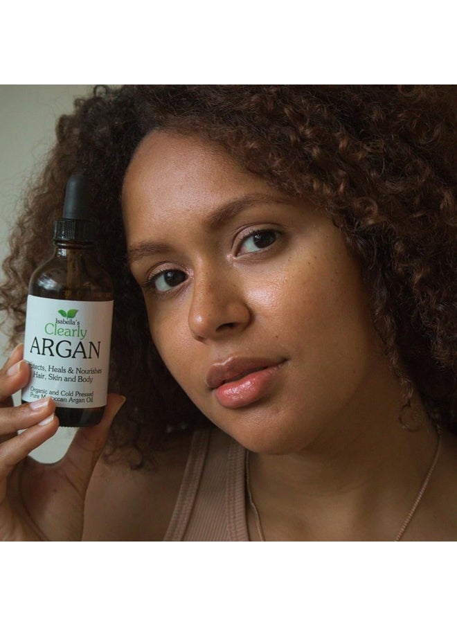 Isabella's Clearly Organic ARGAN Oil of Morocco | 100% Pure Cold Pressed Moroccan Oil for Hair, for Face, for Scalp, for Skin, for Nails and for Body | Virgin, Unrefined, In Glass Bottle (Bulk 4 oz)