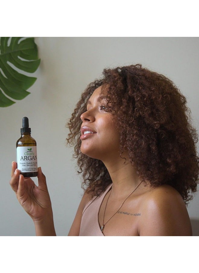 Isabella's Clearly Organic ARGAN Oil of Morocco | 100% Pure Cold Pressed Moroccan Oil for Hair, for Face, for Scalp, for Skin, for Nails and for Body | Virgin, Unrefined, In Glass Bottle (Bulk 4 oz)
