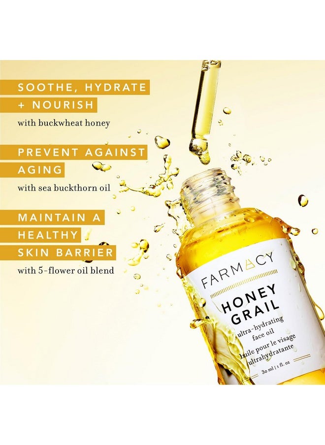 Farmacy Hydrating Face Oil - Honey Grail Nourishing Oil for Skin & Hair - Infused with Sea Buckthorn Oil, Rosehip Oil & Buckwheat Honey to Moisturize & Maintain a Healthy Skin Barrier (30ml)