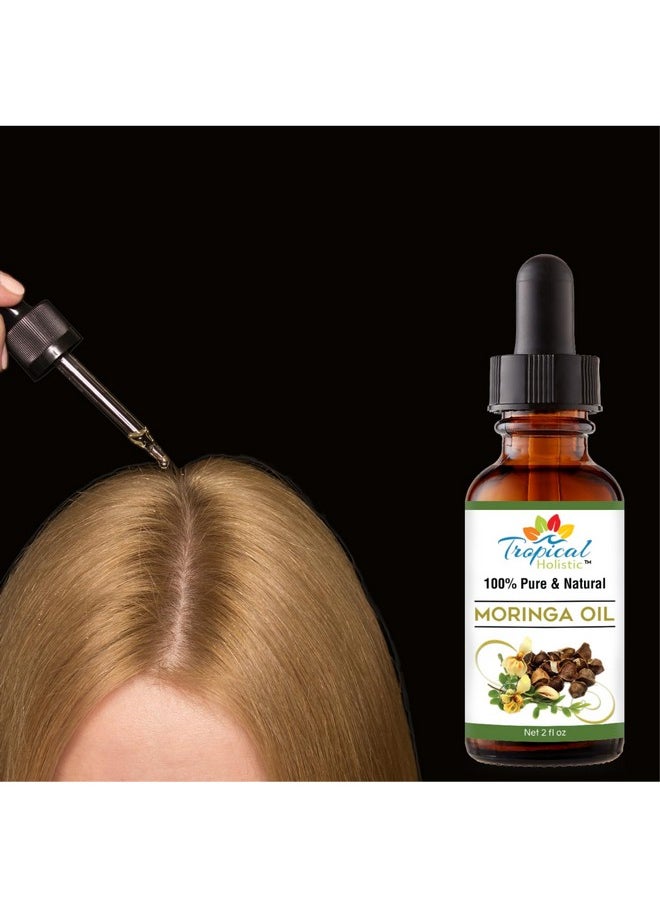 Tropical Holistic Moringa Oil - Cold-Pressed, Unrefined, Vegan Hair & Skin Oil - All Natural 100% Pure Organic Non-GMO - Aceite de Moringa Para Las Arrugas