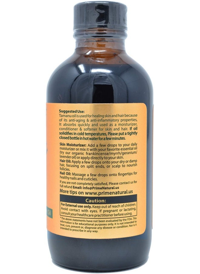 Prime Natural Organic Tamanu Oil - USDA Certified, 100% Pure, Cold Pressed, Unrefined, Virgin (4oz / 120ml) for Face, Hair & Skin Care - Natural Moisturizer