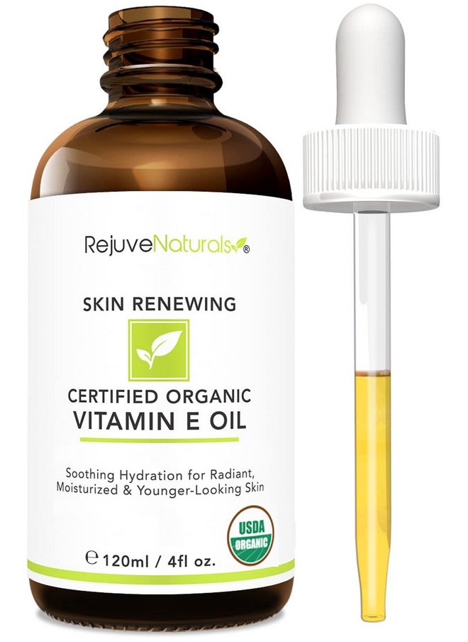 Vitamin E Oil - 100% All Natural & USDA Organic (LARGE 4oz Bottle) Repair Dry, Damaged Skin from Surgery & Acne, Age Spots & Wrinkles. For Radiant, Hydrated & Youthful Skin. Face & Body Moisturizer