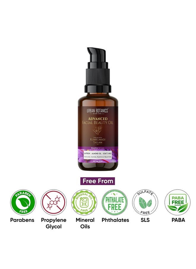 UrbanBotanics Kumkumadi Tailam for Skin | Kumkumadi Oil for Face Wrinkles, Fine Lines, Pigmentation - Men & Women, 30ml