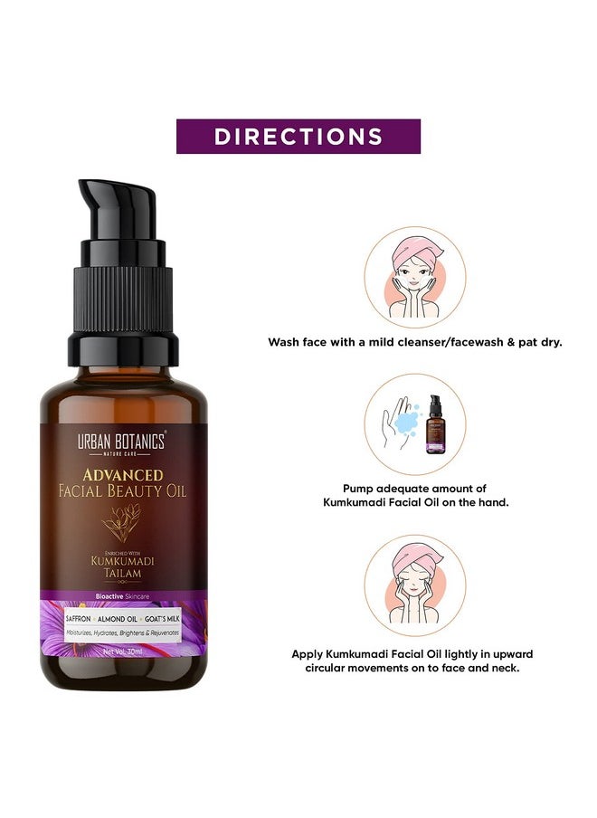 UrbanBotanics Kumkumadi Tailam for Skin | Kumkumadi Oil for Face Wrinkles, Fine Lines, Pigmentation - Men & Women, 30ml