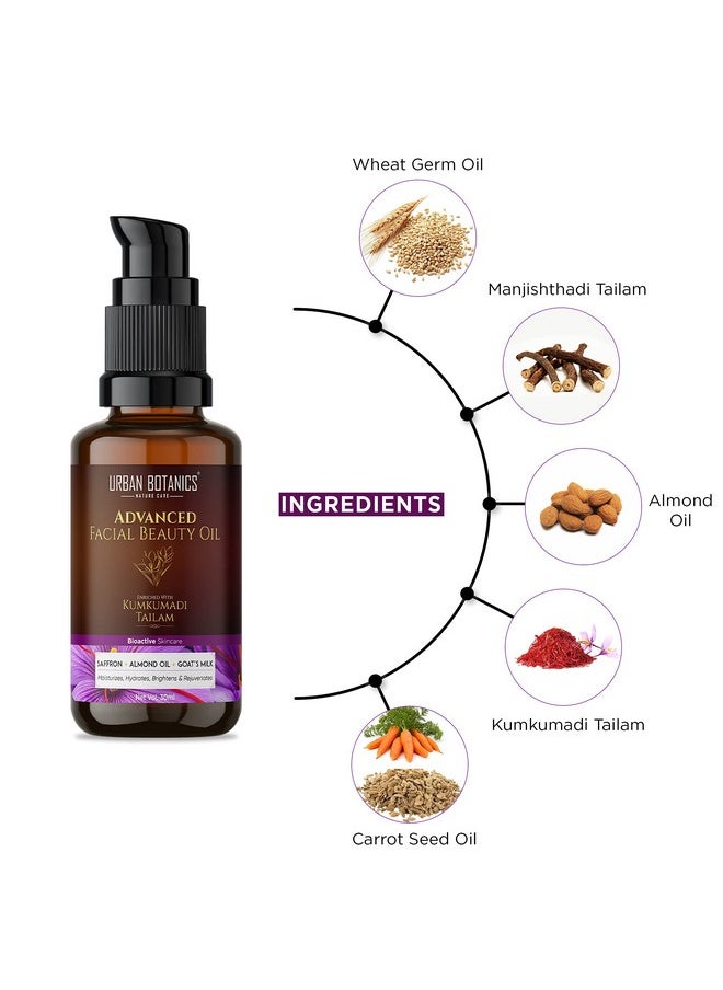 UrbanBotanics Kumkumadi Tailam for Skin | Kumkumadi Oil for Face Wrinkles, Fine Lines, Pigmentation - Men & Women, 30ml