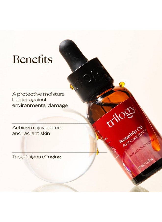 Trilogy Rosehip Oil Antioxidant+, Certified Organic Hydration & Repair Beauty Oil, 1.0 fl oz