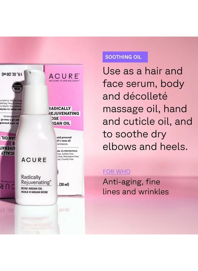 ACURE Radically Rejuvenating Rose Argan Oil - Face, Hair & Body Oil Serum Rich in Vitamin E - Lightweight, Non-Greasy, Vegan - 1 Fl Oz