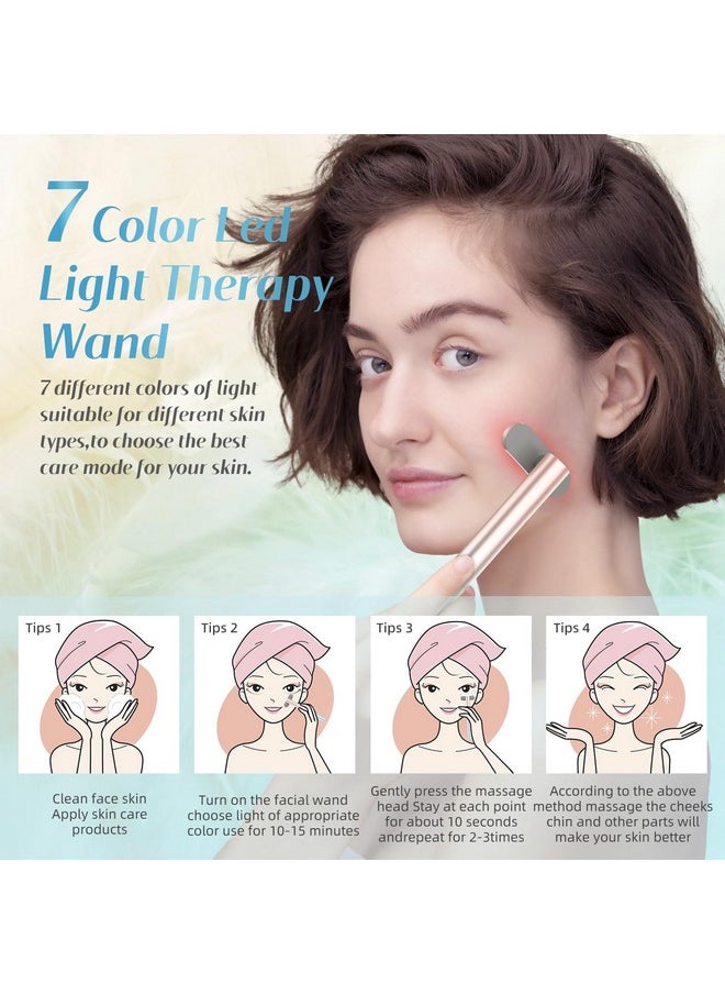 Fxtiaa Led-Face-Wand，7 in 1 LED Light Therapy Facial Red & Blue Rejuvenation Tool
