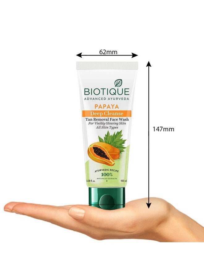 Biotique Bio Papaya Visibly Flawless Skin Face Wash, 100ml I All Skin Type I Dissolve Dead Surface Cells, Unclog Pore Openings
