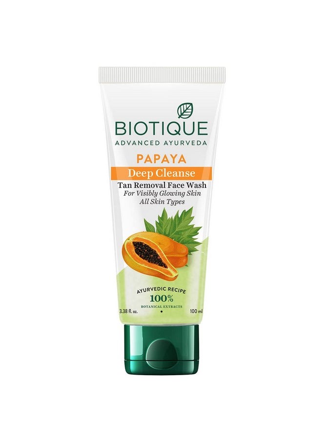 Biotique Bio Papaya Visibly Flawless Skin Face Wash, 100ml I All Skin Type I Dissolve Dead Surface Cells, Unclog Pore Openings