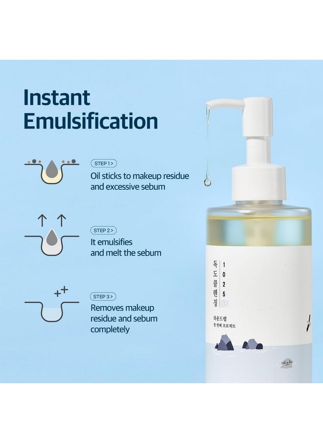 ROUND LAB 1025 Dokdo Cleansing Oil 6.76 Fl Oz, Facial Oil Cleanser for Face, Deep Pore Cleansing, Makeup Blackhead Impurities Remover, Easy to Wash Off No Oily Residue, Korean Skin Care