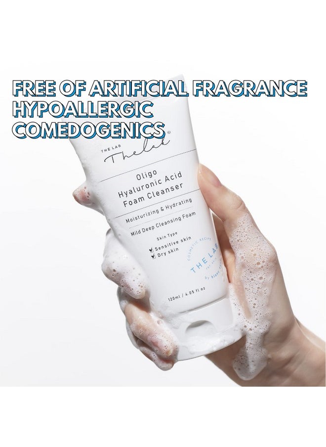 Blanc Doux Oligo Hyaluronic Acid Facial Daily Gentle Deep Foam Cleanser 4.05 Oz Sub-Acidic pH Soft Finish Hydrating Plant-Based Calming Face Wash Acne-Prone Dry Sensitive Skin VEGAN Korean Skincare