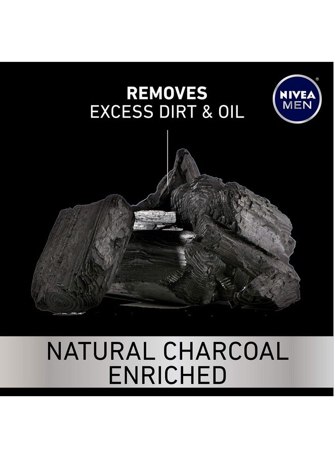 NIVEA MEN DEEP Cleansing Beard and Face Wash, Natural Charcoal Facial Cleanser Helps Remove Dirt and Excess Oils, 3 Pack of 3.3 Fl Oz Tubes