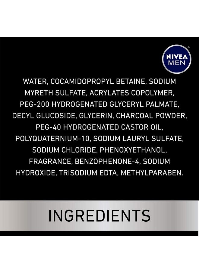 NIVEA MEN DEEP Cleansing Beard and Face Wash, Natural Charcoal Facial Cleanser Helps Remove Dirt and Excess Oils, 3 Pack of 3.3 Fl Oz Tubes