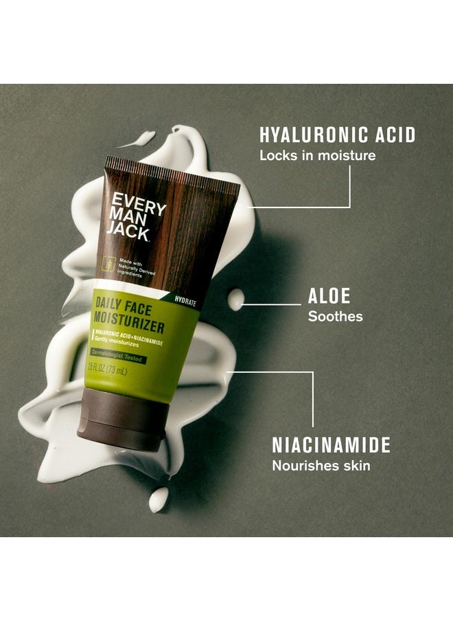 Every Man Jack Daily Face Wash & Lotion Set, Deeply Cleanse, Moisturize, and Revive Dry, Tired Skin with Hyaluronic Acid, Niacinamide, and Aloe Vera - 2-Pack