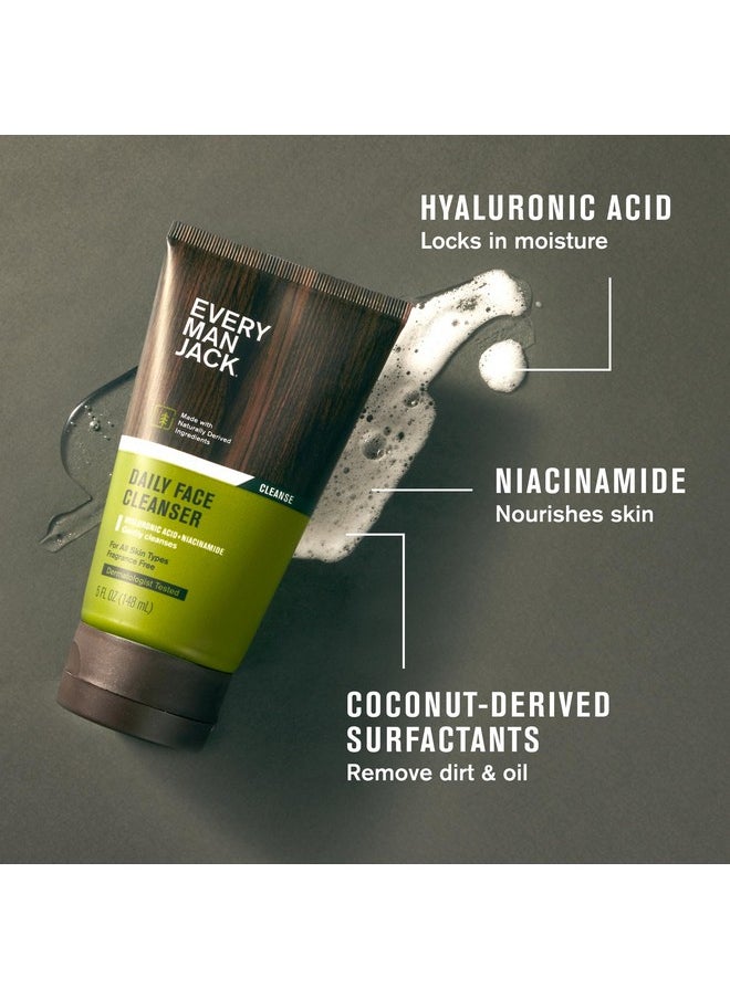 Every Man Jack Daily Face Wash & Lotion Set, Deeply Cleanse, Moisturize, and Revive Dry, Tired Skin with Hyaluronic Acid, Niacinamide, and Aloe Vera - 2-Pack