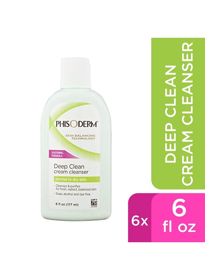 pHisoderm Deep Clean Cream Cleanser for Normal to Dry Skin, 6 fl oz Bottle (Pack of 6)