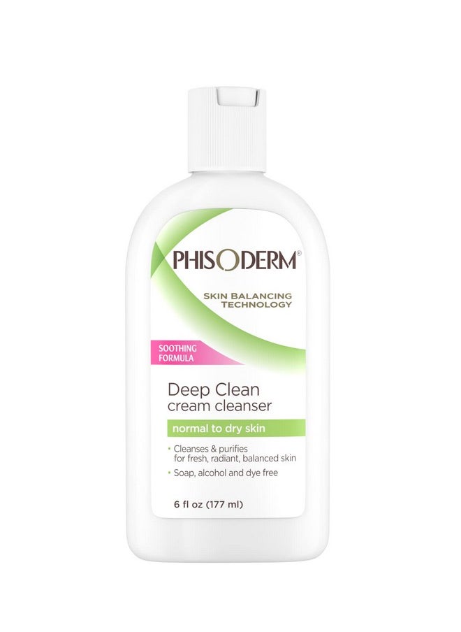 pHisoderm Deep Clean Cream Cleanser for Normal to Dry Skin, 6 fl oz Bottle (Pack of 6)