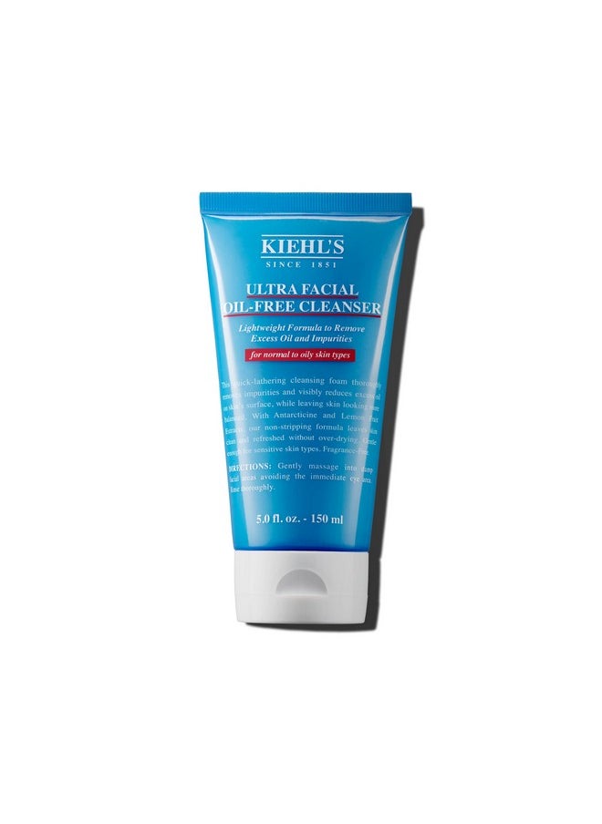 Kiehl's Ultra Facial Oil-Free Cleanser, Foaming Face Wash for Oily to Normal Skin, Visibly Reduces Excess Oil, with Desert Plant and Lemon Fruit Extracts, Paraben-free, Fragrance-free - 5.0 fl oz