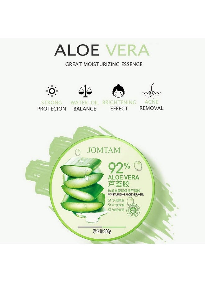JOMTAM Aloe Vera 92% Moisturizing Gel Natural Extract Nourishes Cleansing Nourishes Softens Glycerin Oil Balance Essence Removes Acne 300g