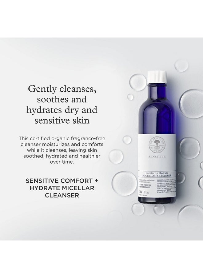 Neal's Yard Remedies | Sensitive Comfort + Hydrate Micellar Cleanser | Up to 12 Hours of Hydration | Gifts for Women | Gently Cleanses & Hydrates Skin | 200ml