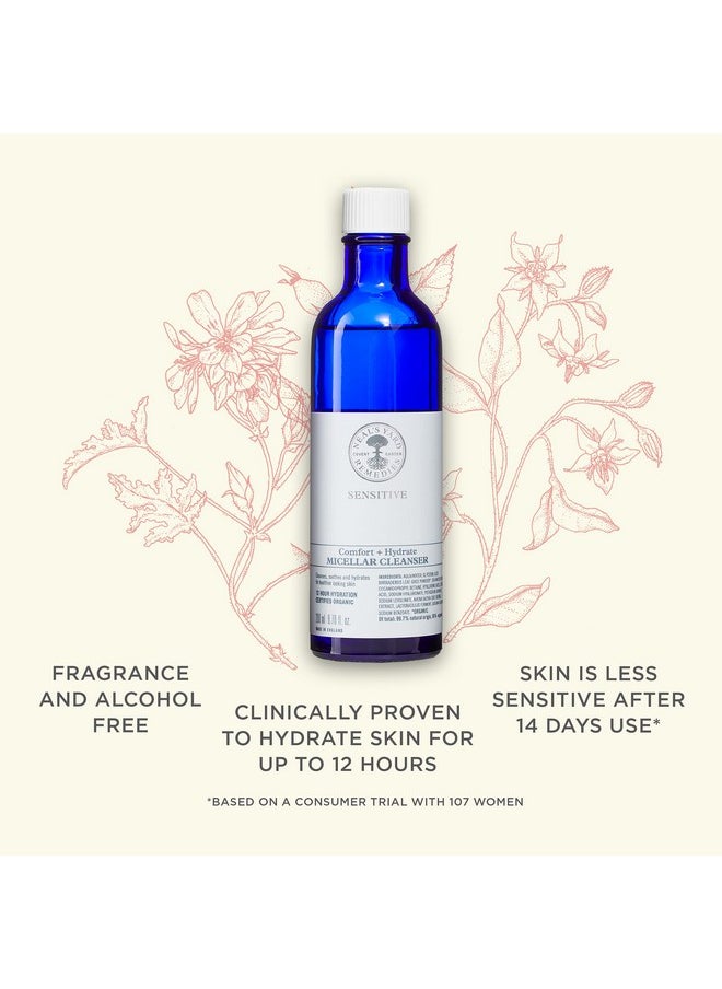 Neal's Yard Remedies | Sensitive Comfort + Hydrate Micellar Cleanser | Up to 12 Hours of Hydration | Gifts for Women | Gently Cleanses & Hydrates Skin | 200ml