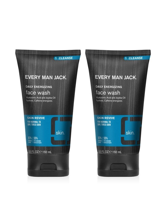 Every Man Jack Daily Face Wash for Men - Gently Cleanse, Moisturize, and Revive Dry, Tired Skin with Hyaluronic Acid and Niacinamide - 5 oz Men's Face Wash (2 Pack)