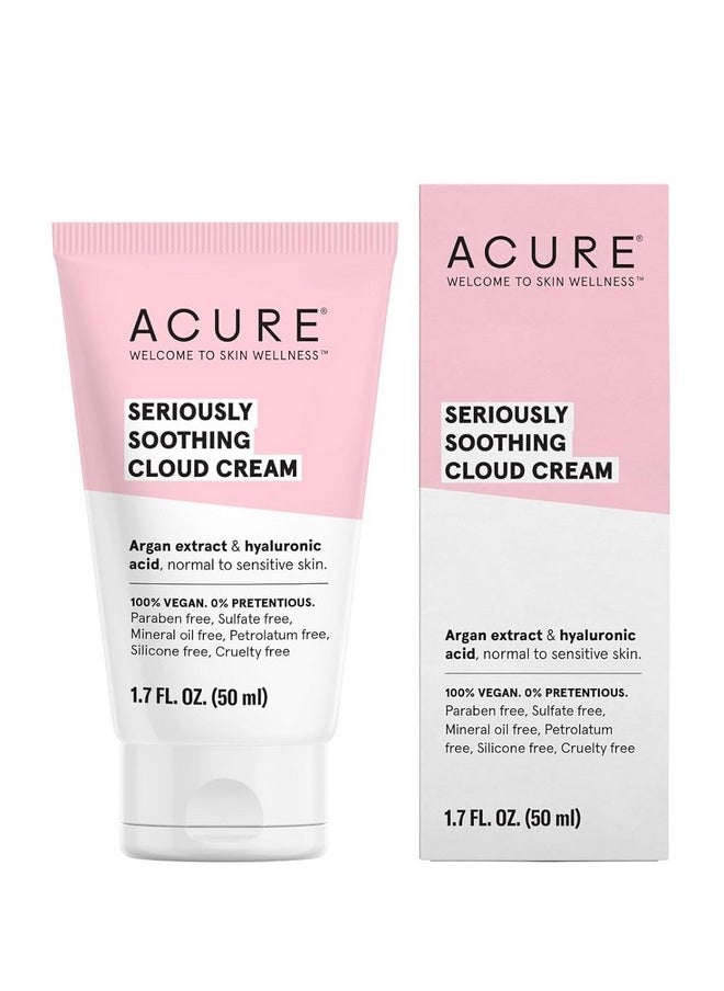 Acure Seriously Soothing Cloud Cream - Hydrating Night Cream for Normal to Dry Sensitive Skin, Facial Moisturizer for All Skin Types, Enriched with Argan Extract & Hyaluronic Acid,100% Vegan - 1.7 oz