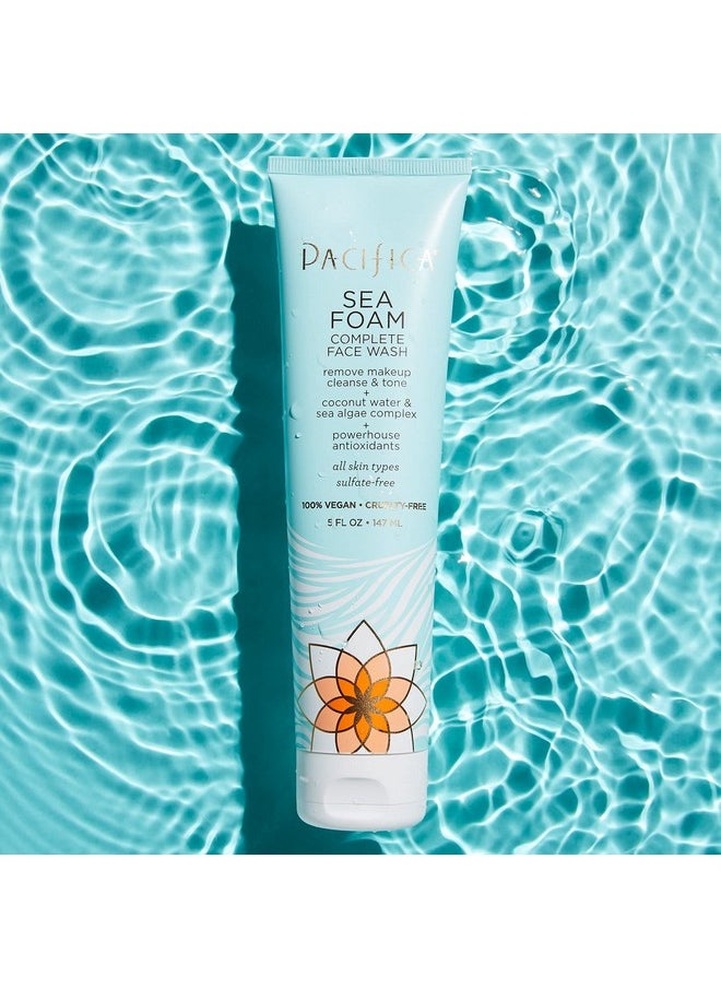 Pacifica Beauty Complete Face Wash, Gentle Daily Facial Cleanser for All Skin Types, Removes Makeup, Oil & Dirt, Sea Foam, 5 oz, 2 Pack