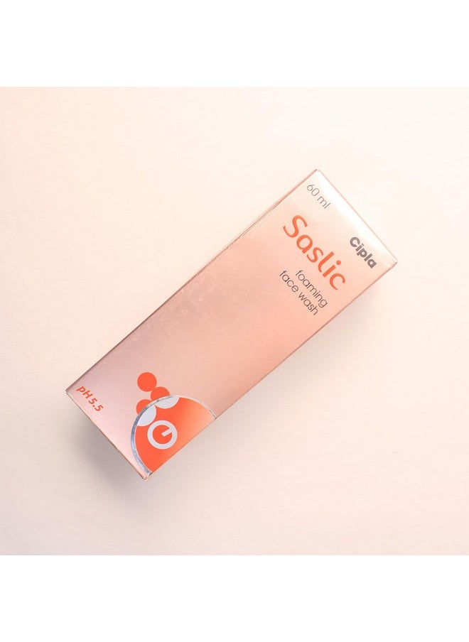 Cipla Saslic Foaming Face Wash | pH 5.5 | Salicylic acid | Acne Prone Skin | Oily skin | 60ml (Pack of 1)