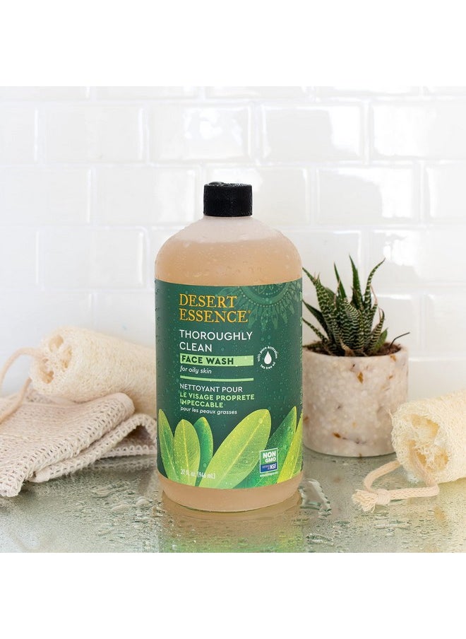 Desert Essence Thoroughly Clean Face Wash Original Deep Cleansing Formula with Tea Tree, Castile Soap & Coconut Oil - 32oz - Soothing, Unisex Skin Cleaning Agent