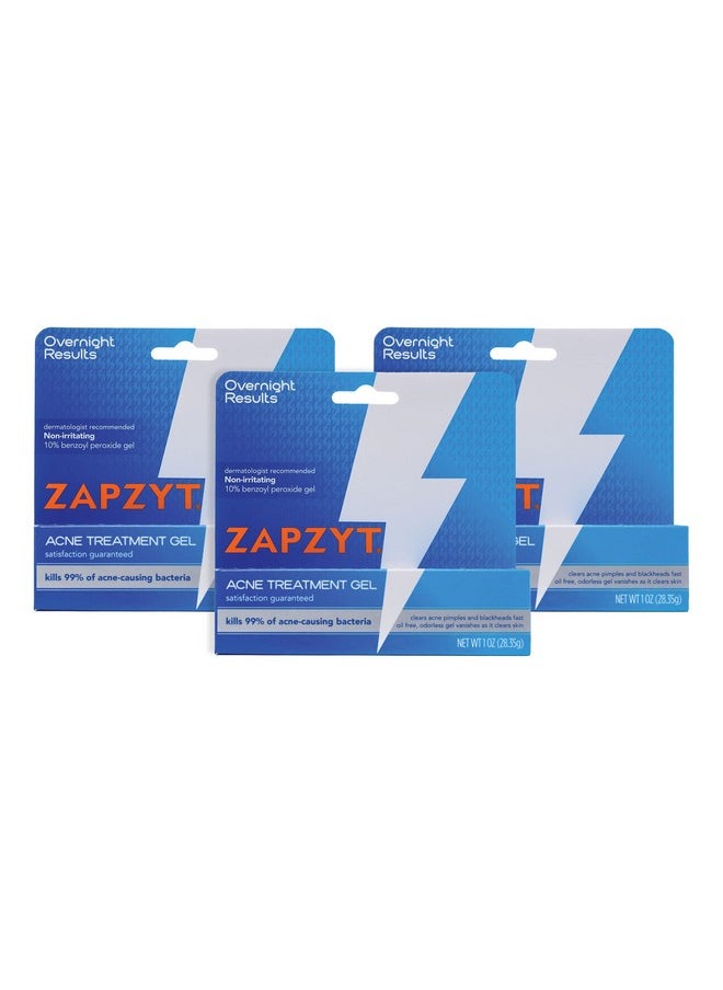Zapzyt Maximum Strength 10% Benzoyl Peroxide Acne Treatment Gel 1 oz. (Pack of 3)