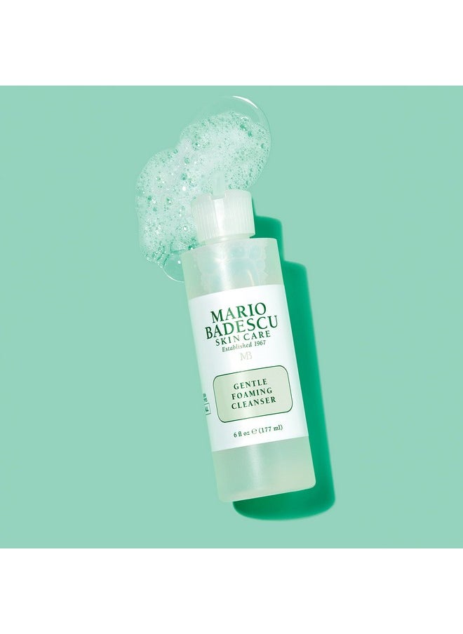 Mario Badescu Gentle Foaming Facial Cleanser, Deep Cleansing and Hydrating Face Wash for All Skin Types with Aloe Vera, Fermented Black Tea and Glycerin, 6 Fl Oz
