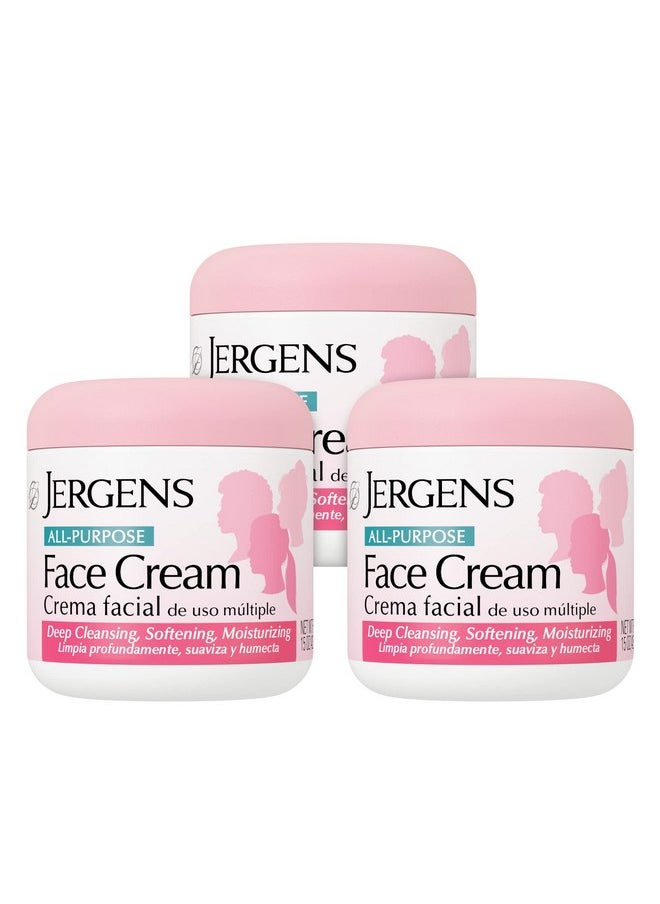 Jergens All Purpose Face Cream, Deep Cleansing Facial Cream, Makes Skin Smooth and Vibrant, 15 Ounce (Pack of 3)