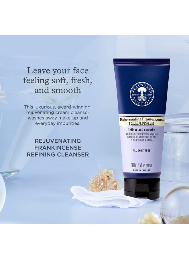 Neal's Yard Remedies Rejuvenating Frankincense Refining Skin Cleanser for All Skin Types - Face Wash with Hyaluronic Acid to Moisturize and Tone for Daily Use (3.53 oz)