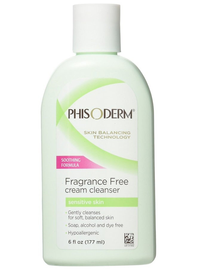 Phisoderm Fragrance Free Cream Cleanser for Sensitive Skin 6 oz