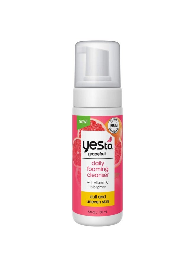 Yes To Grapefruit Daily Foaming Cleanser, Brightening Face Wash That Removes Make Up & Impurities Without Stripping Skin & Leaves You Glowing, With Vitamin C, Natural, Vegan & Cruelty Free, 5 Fl Oz