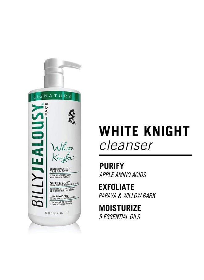 Billy Jealousy White Knight Gentle Daily Facial Cleanser with Non-Abrasive Exfoliators Ideal for All Skin Types, Men's Face Wash Formulated with Apple Amino Acids & Papaya Extract, 33.8 Fl Oz