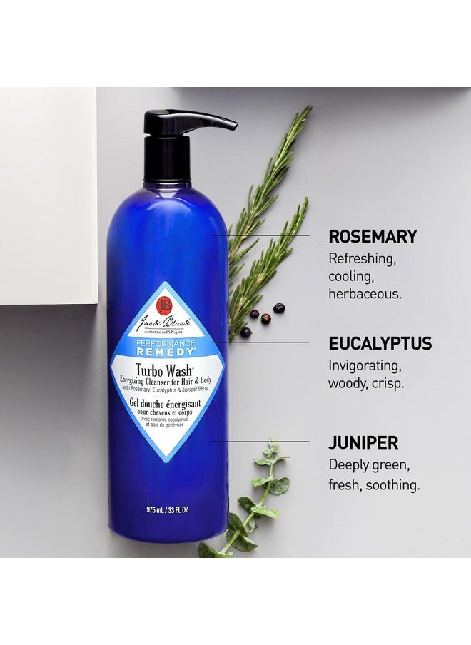 Jack Black Turbo Wash Energizing Cleanser for Hair & Body - Mens Body Wash Pump, Mens Shampoo and Body Wash Men, Men's Body Wash, Jack Black Shampoo for Men, Body Wash for Men, Gifts for Men, 33 Fl Oz