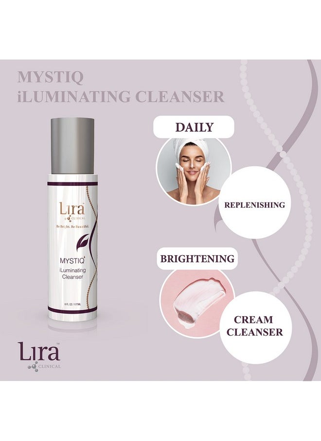 Lira Clinical MYSTIQ iLuminating Cream Cleanser - Gentle Hydrating Facial Wash with Plant Cells, Tomato Extract, Vitamin C & E - 6 fl oz