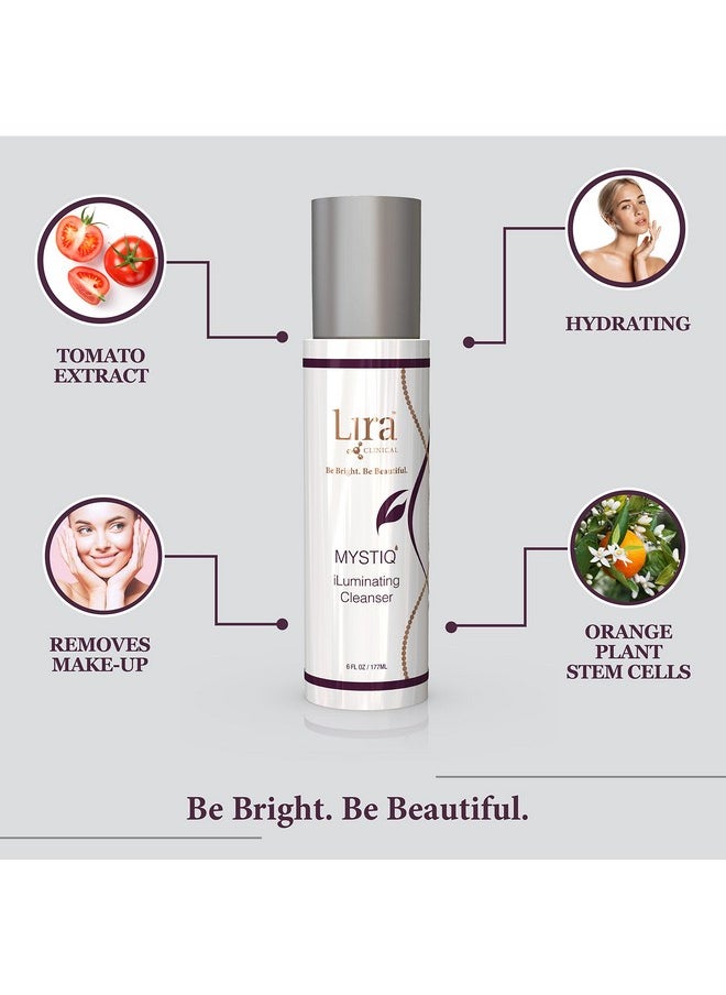 Lira Clinical MYSTIQ iLuminating Cream Cleanser - Gentle Hydrating Facial Wash with Plant Cells, Tomato Extract, Vitamin C & E - 6 fl oz