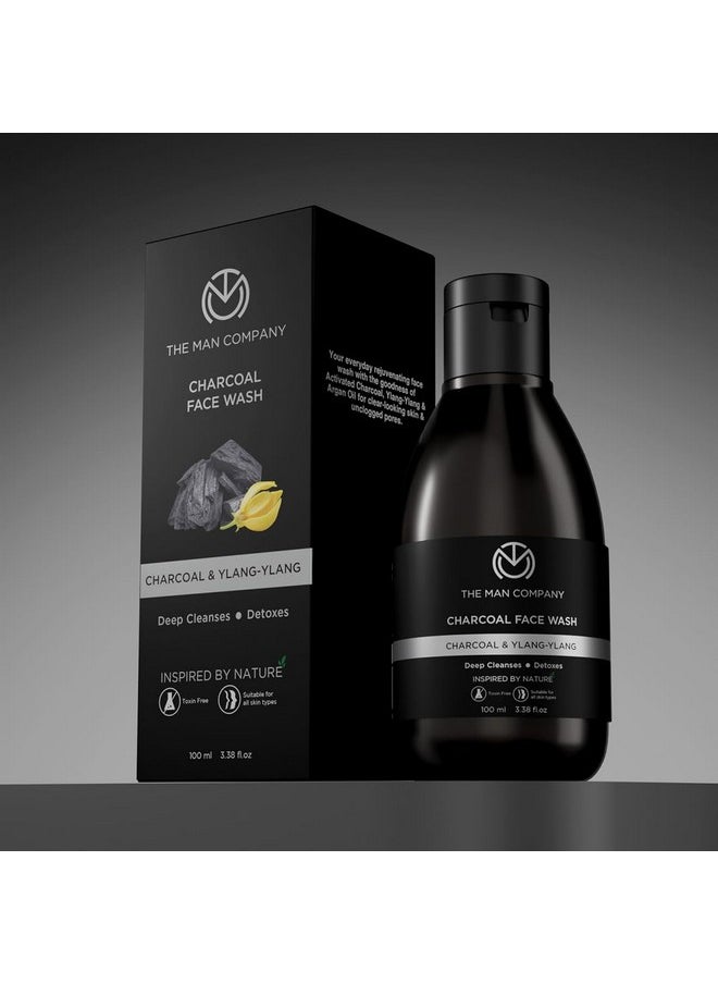 The Man Company Activated Charcoal Face Wash for Men - 100ml | Enriched with Ylang Ylang & Argan Essential Oils | Anti Pollution, Acne Oil Control | Deep Cleansing | Blackheads Removal