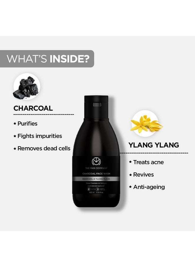 The Man Company Activated Charcoal Face Wash for Men - 100ml | Enriched with Ylang Ylang & Argan Essential Oils | Anti Pollution, Acne Oil Control | Deep Cleansing | Blackheads Removal