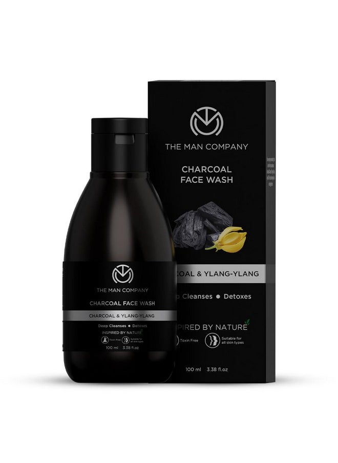 The Man Company Activated Charcoal Face Wash for Men - 100ml | Enriched with Ylang Ylang & Argan Essential Oils | Anti Pollution, Acne Oil Control | Deep Cleansing | Blackheads Removal