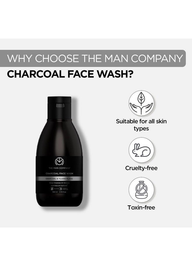 The Man Company Activated Charcoal Face Wash for Men - 100ml | Enriched with Ylang Ylang & Argan Essential Oils | Anti Pollution, Acne Oil Control | Deep Cleansing | Blackheads Removal
